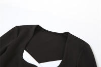 Manga larga con cuello cuadrado para mujer, moda de otoño, color a juego, nuevo - details 9