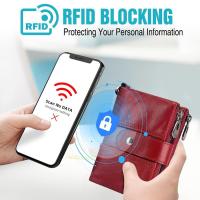 Mini billetera de cuero genuino para mujer, con bloqueo RFID, regalo para mujer - details 2