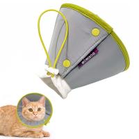Collar de cono de gato ajustable, ligero, antimordedura, isabelino, resistente al agua, fácil de comer y beber - details 1
