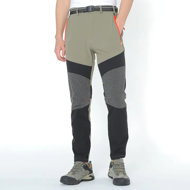 Pantalones de senderismo impermeables para hombre, pantalones de secado rápido, delgados, Softshell de montaña al aire libre con cinturón - 1