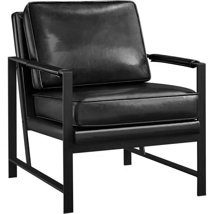 Tapizado en piel sintética marrón metal oficina capacidad 136 kg marrón oscuro - 1