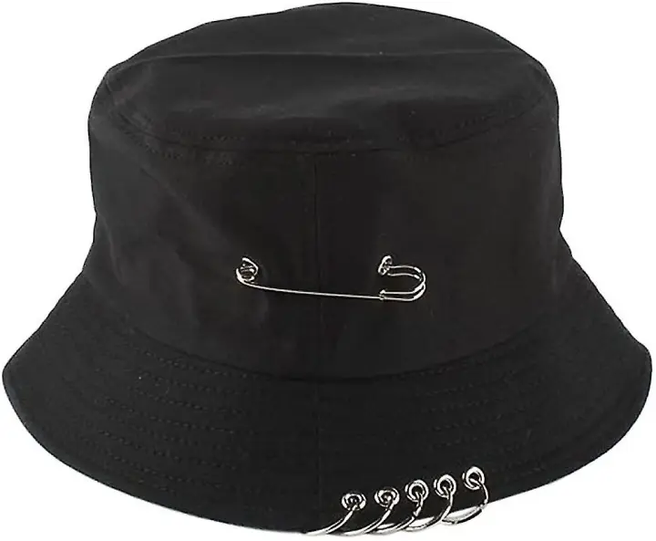 Sombrero de cubo unisex único y elegante, gorras Bonnie, verano, plegable con decoraciones de perforación de alfiler (negro) - 1