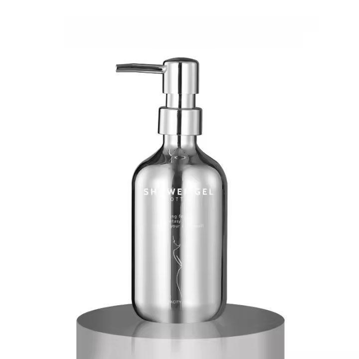 (Juego de 3) Dispensador de champú y gel de baño desinfectante para manos, 500 ml, botella de enchapado, apto para baño - 1