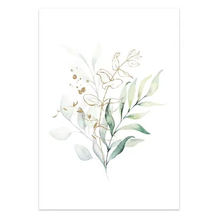 Póster de pared nórdico, hojas para pinturas, planta verde, decoración para dormitorio, sala de estar, póster moderno - 1
