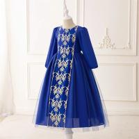 Vestido de princesa de manga larga bordado para niñas, disfraz de flores para niñas, vestido árabe de Dubái, bata musulmana de Ramadán. - details 3