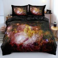 Juego de cama azul oscuro de galaxia de lujo, edredón, funda de edredón, estrellas brillantes, cielo estrellado - details 16