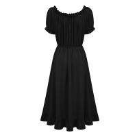 Nuevo vestido irregular retro europeo y americano, vestido con cordón medieval victoriano de manga corta con cuello de una palabra - details 3