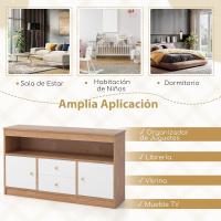 Armario de Juguetes para Niños, Estantería Infantil de Madera con Estante Abierto, 2 Cajones y 2 Puertas, Mueble Multifuncional para Salón, Dormitorio, Guardería, Jardín de Infancia (Natural) - details 4