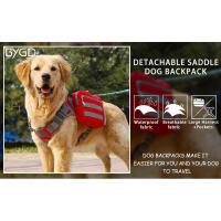Con 2 bolsas laterales, bolsa de sillín para perros grandes, senderismo, entrenamiento, correr y montar - details 0