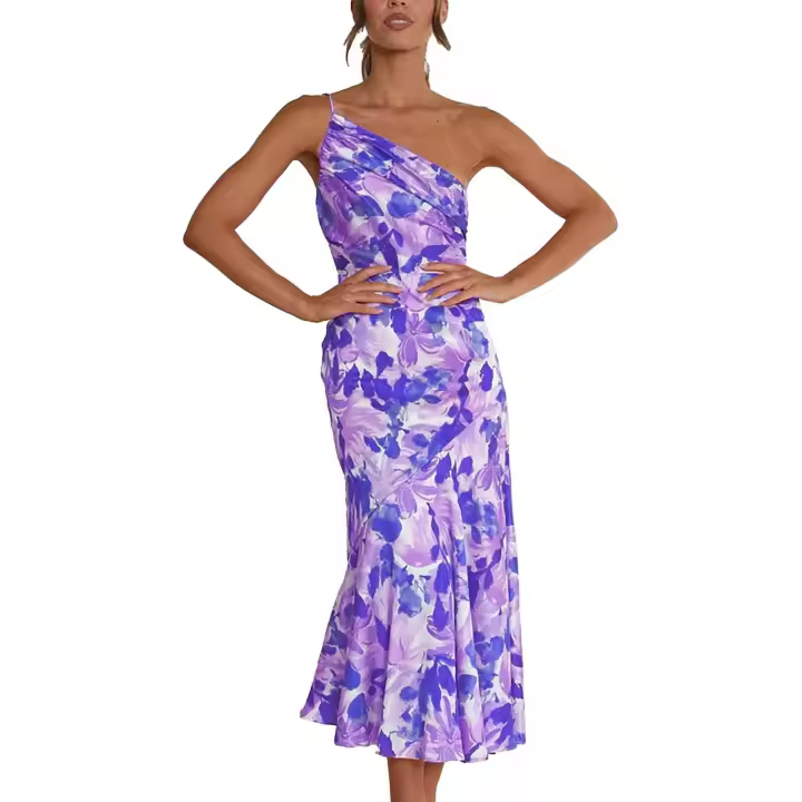 Temperamento de moda de talla grande para mujer en primavera y verano 2023 Vestidos inclinados en ofertaN - 1