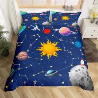 Juego de Ropa de Cama Espacial para Niños con Cubierta de Edredón de Estrellas de Universo Azul Tamaño Completo/Queen/King para Niños Niñas Adolescentes - details 18