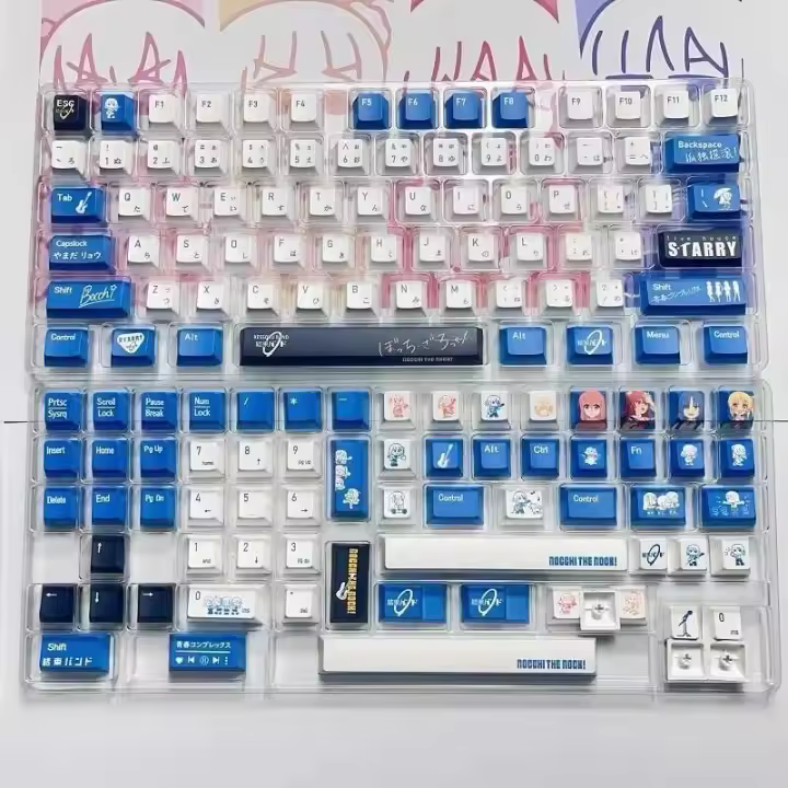 Animación coreana Hitori Gotoh, cama de tinte 138 PBT, llave de juego de dibujos animados, Bocchi The Rock, llave retroiluminada diseñada por ANSI - 1