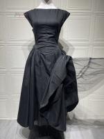 Vestido de noche elegante para mujer con escote en la espalda - Vestido largo sin mangas con pliegues para fiesta, graduación, vacaciones - details 3