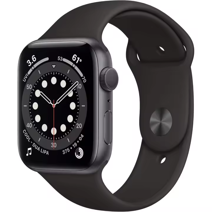 Apple Watch Series 6 (GPS, 44 mm) - Caja de aluminio gris espacial con correa deportiva negra (renovada) - 1