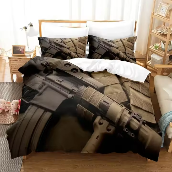 Juego AK 47 Ropa de Cama Tamaño de Cama Individual, Doble, Rey y Reina Diseño 3D - 1