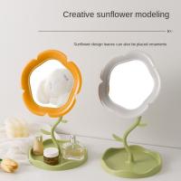 Bonito espejo de tocador con forma de girasol, espejo de maquillaje de escritorio desmontable clásico, espejo de mesa de flores con rotación de 360 ​​grados para dormitorio - details 5