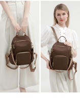 Mochila de moda para mujer, bolsos resistentes a la suciedad, elegantes bolsos traseros de Color café, bolsos de libros informales con estilo para niñas, bolsillos espaciosos antirrobo - details 16