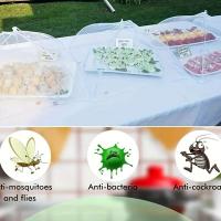 Plegable a prueba de mosquitos e insectos vegetales desmontable, red de limpieza, cubierta para alimentos, mesa de comedor, camping, blanco - details 7