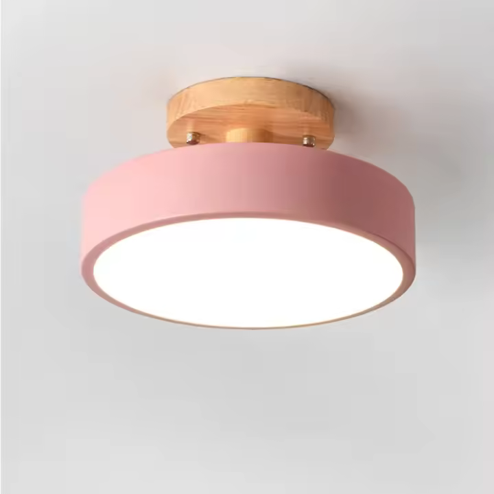 famgem Lámpara De Techo Industrial Nórdica Para Entrada Sala De Estar Comedor Dormitorio Estudio Baño Luz Redonda De Madera Moderna - 1