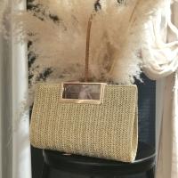 Elegante bolso de mano tejido beige y dorado para mujer: bolso de noche elegante con correa desmontable, perfecto para fiestas, eventos musicales y celebraciones del Ramadán - details 0