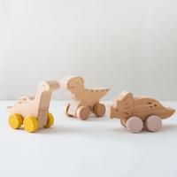 Juguete educativo Montessori para bebé, juguete de madera de haya, bloque de dinosaurio de dibujos animados, coche, juego de - details 18