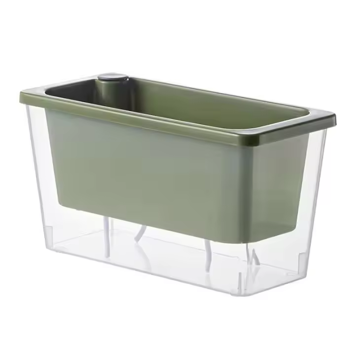 Maceta cuadrada de autorriego jugosa, balcón, maceta de plástico transparente - 1