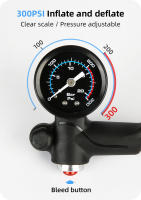 Bomba de alta presión para bicicleta de montaña, amortiguador de suspensión trasera con manómetro y botón de purga, CNC, 300psi - details 4