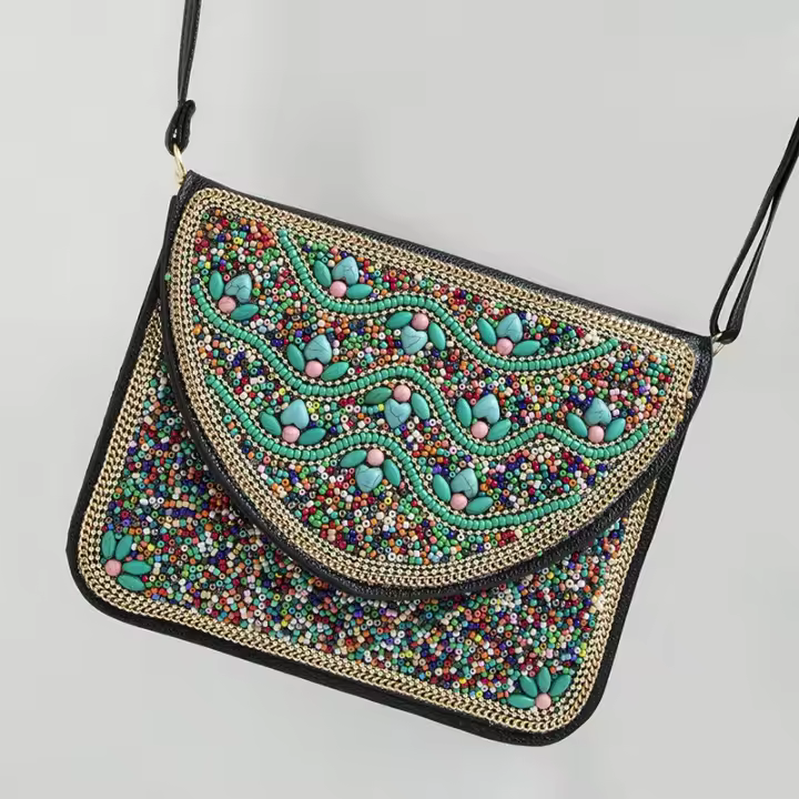 Bolso de mujer de estilo bohemio, bolso cruzado étnico, bolso de teléfono Shell, bolso cuadrado cruzado de hombro para mujer - 1