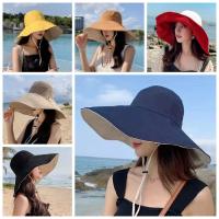 Sombrero de Sol Con Protección solar de Ala Ancha Simple, Protección UV de Color sólido, Sombrero de Pescador para Mujer, Viseras de doble cara, Sombrero de Cubo para senderismo al Aire Libre - details 2