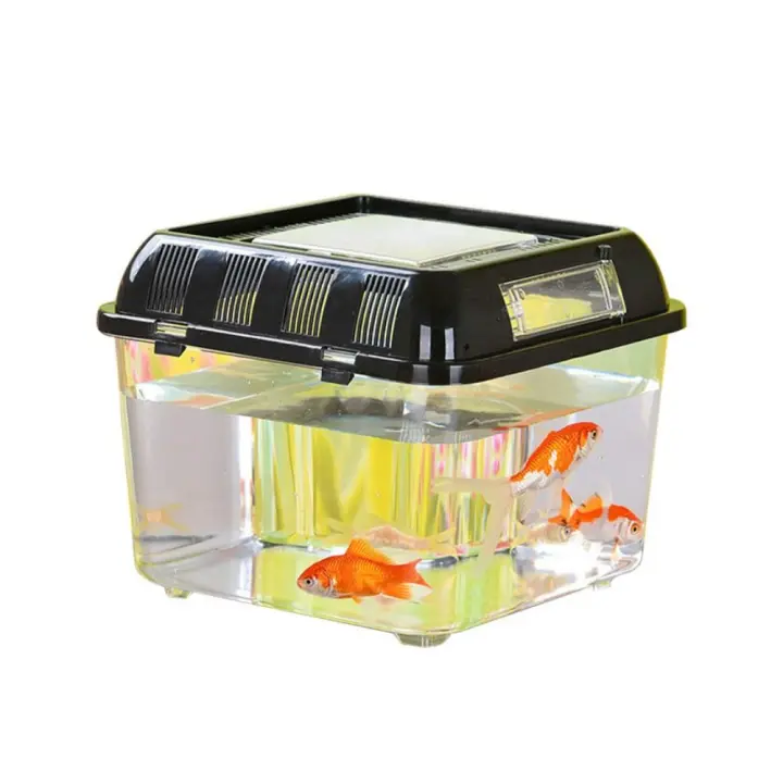 Pecera de plástico para tortugas, terrario transparente de mano, portador de reptiles extraíble, acuario - 1