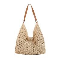 Bolso de ganchillo de paja de verano a la moda, bolso de hombro tejido para ocio en la playa, bolsos de mujer informales para vacaciones, señoras/niñas - details 5