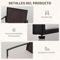 Juego de Mesa y Sillas de Jardín al Aire Libre Ratán Negro 3 Piezas 2 Sillones y 1 Mesa de Vidrio - details 22