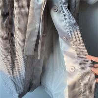 Limiguyue temperamento francés vestido de otoño de gama alta gris rejilla mujeres Midi Vestidos manga raglán cinturón adelgazante Vestidos F522 - details 5