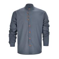 Camisa De Manga Larga Para Hombres, Camisa De Lino Informal De Otoño, Estilo Retro Chino, Cuello Delgado, Abrigo Para Hombres - details 0