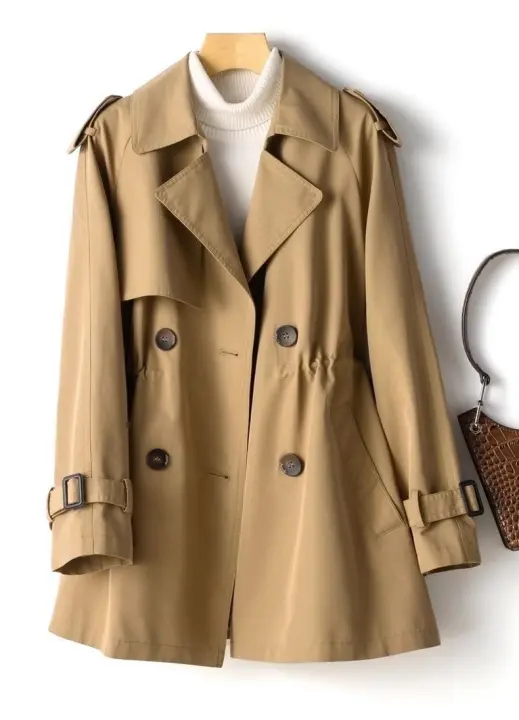 Chaqueta de gabardina con solapa para mujer, chaqueta de moda de otoño - 1