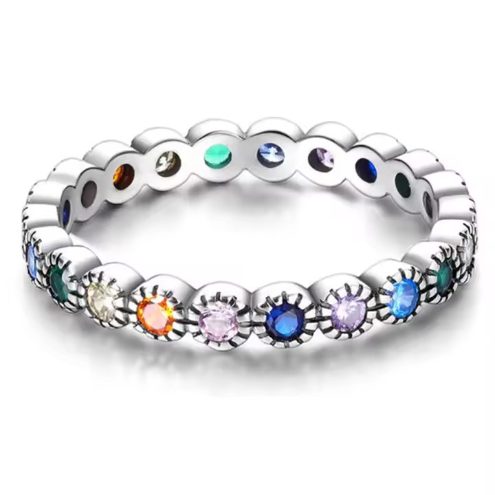 Anillo de Plata de Ley 925, anillo de corazón Rojo Elevado para Mujer, surrounded cúbica CZ, Estrella, Luna, Flor, joyería de Boda, anillos, Regalos - 1