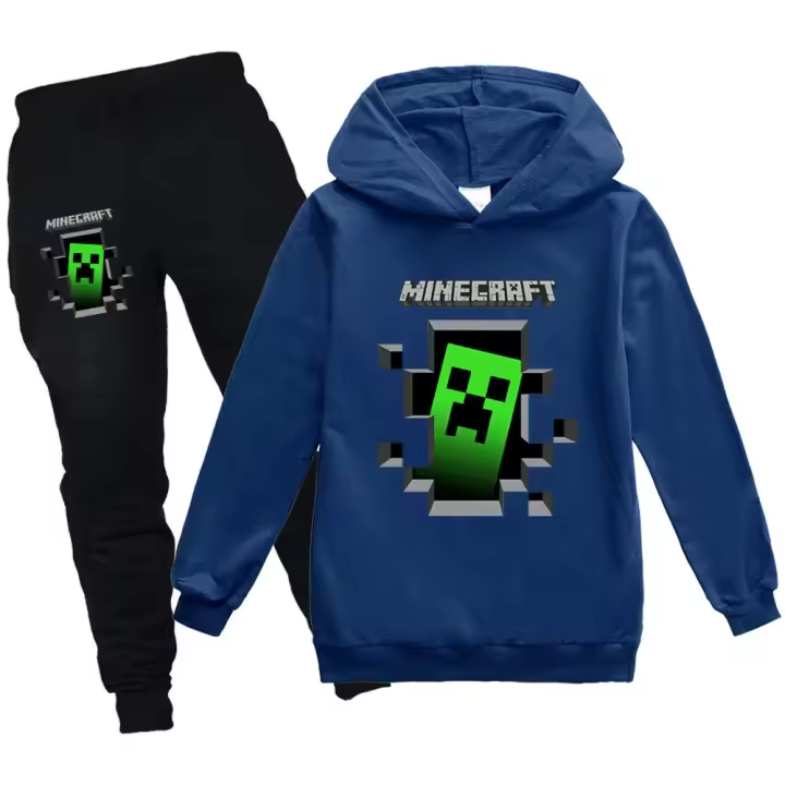 Minecraft Conjunto de pantalones de forro polar de 2 piezas para niños, sudadera con capucha y conjunto de jogging para niños - 1