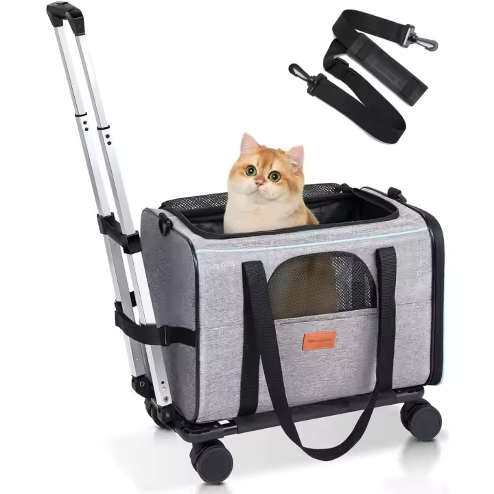 Morpilot Transportin Gatos Perros con Ruedas y Barra Telescópica Bolsa de Transporte de Viaje para Gatos Perro Carro Plegable con Cuenco y Ruedas Extraíbles - 1