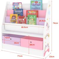 Estantería para Niños con Diseño de Unicornio Organizador de Libros con 3 Estantes y 2 Cajones Plegables 74 x 71 x 23 cm Blanco/Morado/Rosa - details 2