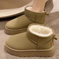 Botas de nieve cortas de felpa para mujer,Zapatos casuales cálidos,Botas Chelsea de ante,Zapatos planos,Invierno - details 4