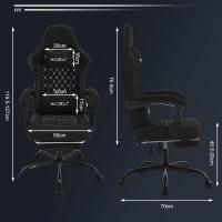 Silla Gaming Ergonómica, Silla Oficina con Soporte Lumbar Masaje y Reposapiés Extraible, Silla Giratoria con Gran Asiento de Muelle, Capacidad de 150 kg, Tela de Malla, Negro+Blanco, GS08sz - details 2