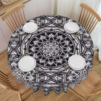 Mantel circular mandala, flor de loto de la vida, impermeable, resistente al aceite, 60 pulgadas, forma geométrica sagrada - details 24