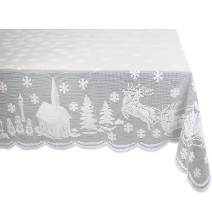 Mantel redondo/rectangular, mantel Ense blanco con estampado de copos de nieve, mantel de boda para decoración del hogar, Navidad - 1