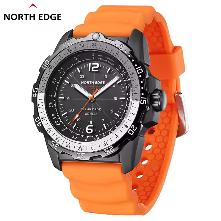 Reloj NORTH EDGE EVOQUE2 Original para Hombres con Energía Solar y Luminosidad Ideal para Exteriores Exploración Montañismo Camping 50M Resistente al Agua Material de Banda de Caucho - 1