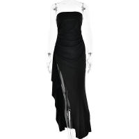 Vestido de falda plisada estampado elegante de moda con cuello en V de manga corta para mujer - details 42