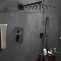 Grifo de ducha empotrado, conjunto completo de ducha de mano, sistema de lluvia, cabezal de ducha, cascada, cuadrado - details 1
