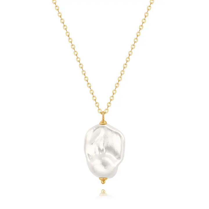 Collar con colgante circular chapado en oro de 18 quilates, cadena larga con cuentas de satélite, joyería para mujer, delicado martillado Karma, colgante de círculo abierto, collar geométrico - 1