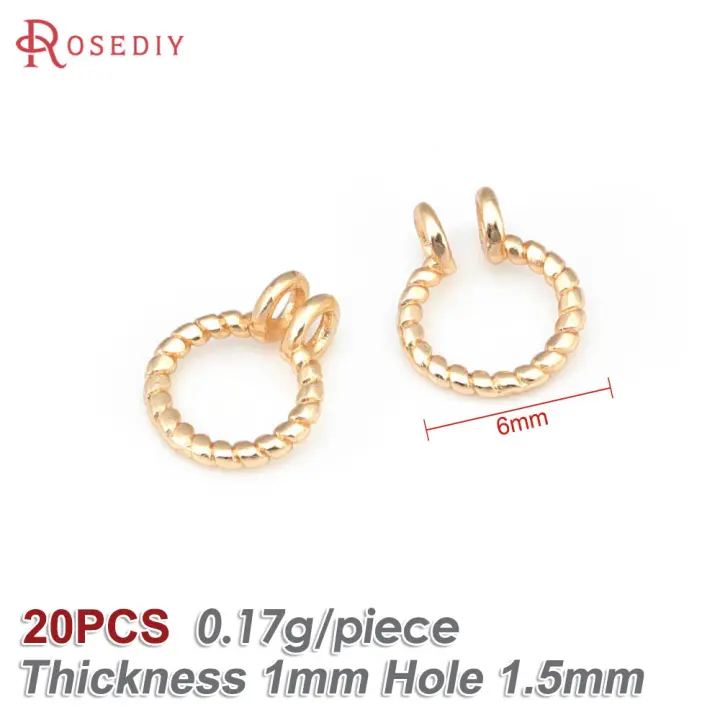 20 piezas de alambre trenzado de latón de Color dorado de 18K, 6MM, 8MM, anillos de salto, anillos divididos, suministros para fabricación de joyas, accesorios Diy - 1
