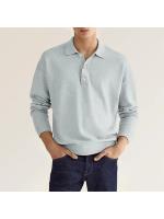 Botones de cuello en V de manga larga de otoño, polo superior casual para hombre. - details 3