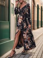 Vestido Largo de Manga Grande con Estampado Cuello en V, Moda Coreana Harajuku para Mujeres - details 2